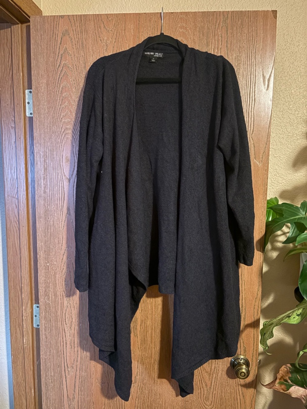 Barefoot Dreams Black Open-Front Draped Cardigan